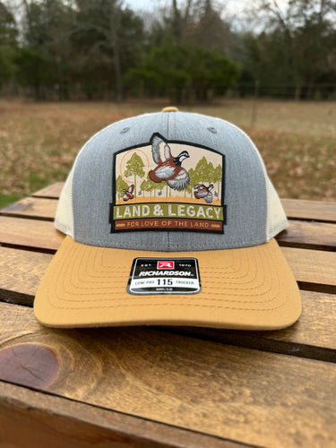 Northern Bobwhite Quail Conservation Cap - TRI-COLOR: LIGHT BLUE/BIRCH/AMBER GOLD